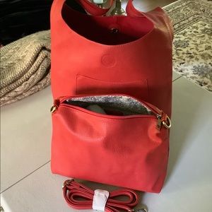 Joy Susan Molly slouchy hobo bag red, NWOT comes with zipper cross body pouch